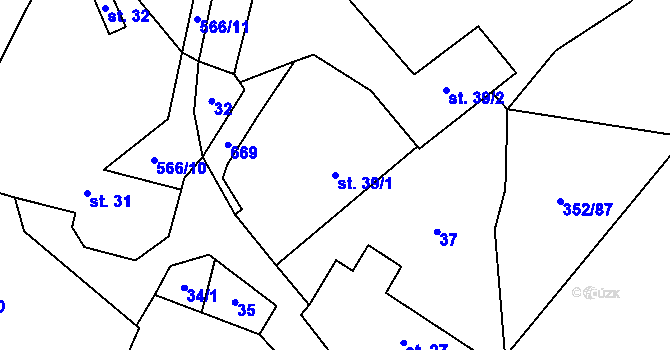 Parcela st. 39/1 v KÚ Kotouň, Katastrální mapa