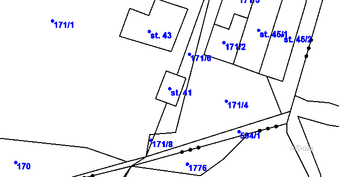 Parcela st. 41 v KÚ Kotouň, Katastrální mapa