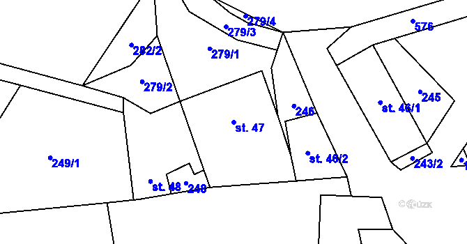 Parcela st. 47 v KÚ Kotouň, Katastrální mapa