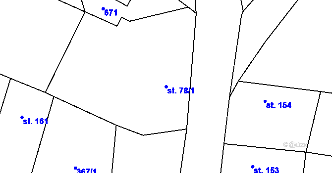 Parcela st. 78/1 v KÚ Kotouň, Katastrální mapa