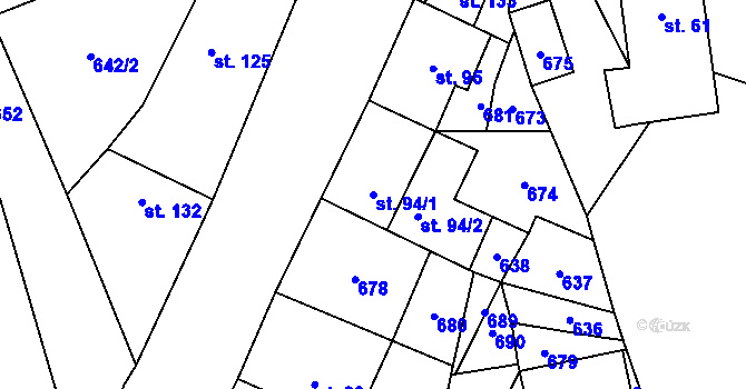 Parcela st. 94/1 v KÚ Kotouň, Katastrální mapa