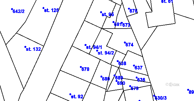 Parcela st. 94/2 v KÚ Kotouň, Katastrální mapa