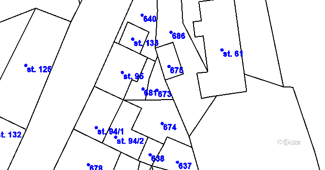 Parcela st. 105/2 v KÚ Kotouň, Katastrální mapa