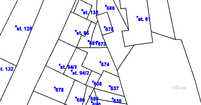 Parcela st. 105/3 v KÚ Kotouň, Katastrální mapa