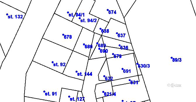 Parcela st. 145 v KÚ Kotouň, Katastrální mapa