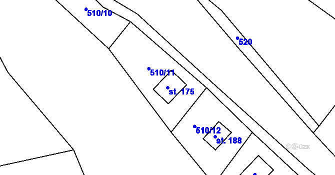 Parcela st. 175 v KÚ Kotouň, Katastrální mapa