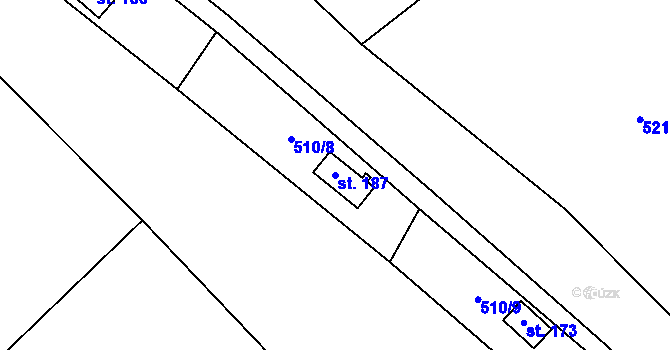 Parcela st. 187 v KÚ Kotouň, Katastrální mapa