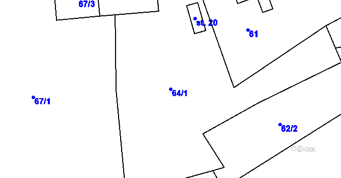 Parcela st. 64/1 v KÚ Kotouň, Katastrální mapa