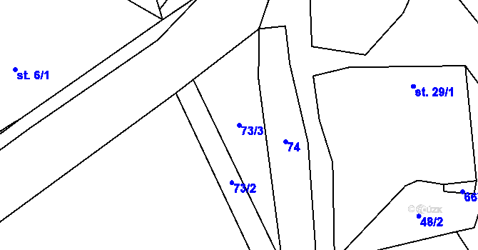 Parcela st. 73/3 v KÚ Kotouň, Katastrální mapa