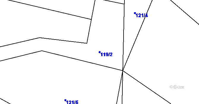 Parcela st. 119/2 v KÚ Kotouň, Katastrální mapa