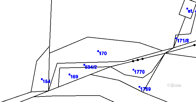 Parcela st. 170 v KÚ Kotouň, Katastrální mapa