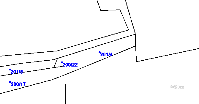 Parcela st. 201/4 v KÚ Kotouň, Katastrální mapa