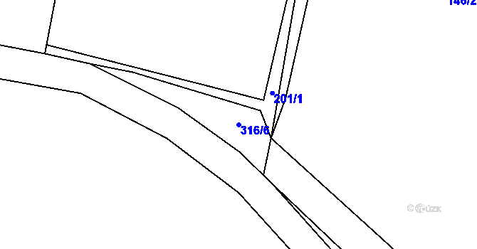 Parcela st. 316/6 v KÚ Kotouň, Katastrální mapa