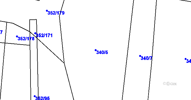 Parcela st. 340/5 v KÚ Kotouň, Katastrální mapa
