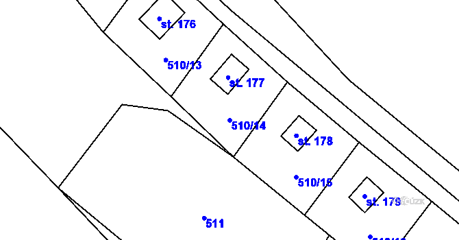 Parcela st. 510/14 v KÚ Kotouň, Katastrální mapa