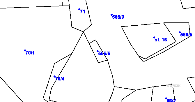 Parcela st. 566/6 v KÚ Kotouň, Katastrální mapa