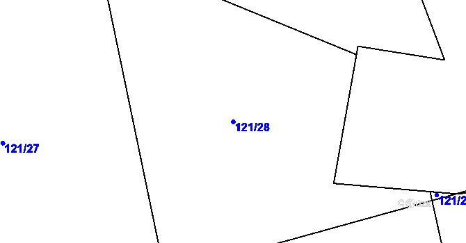 Parcela st. 121/28 v KÚ Kotouň, Katastrální mapa