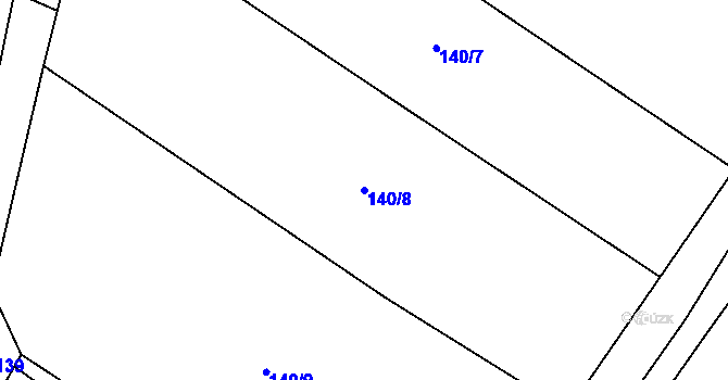Parcela st. 140/8 v KÚ Kotouň, Katastrální mapa