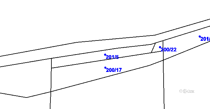 Parcela st. 201/5 v KÚ Kotouň, Katastrální mapa