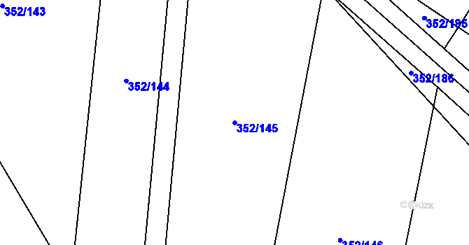 Parcela st. 352/145 v KÚ Kotouň, Katastrální mapa