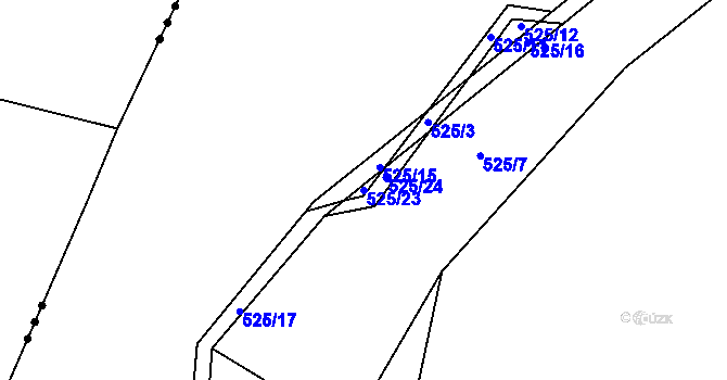 Parcela st. 525/23 v KÚ Kotouň, Katastrální mapa