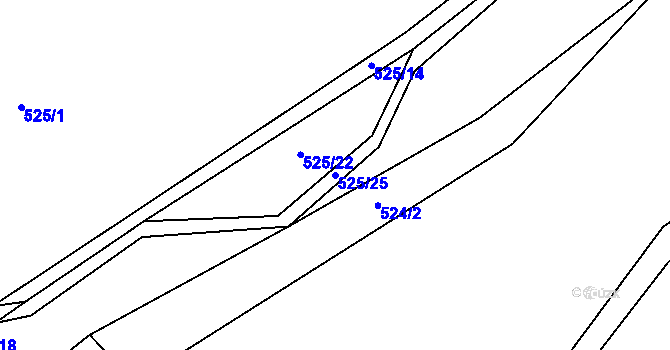 Parcela st. 525/25 v KÚ Kotouň, Katastrální mapa