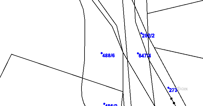Parcela st. 488/6 v KÚ Kotouň, Katastrální mapa