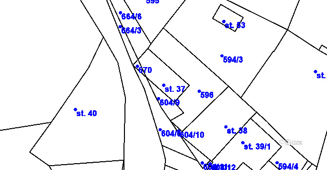Parcela st. 37 v KÚ Nová Ves u Horažďovic, Katastrální mapa