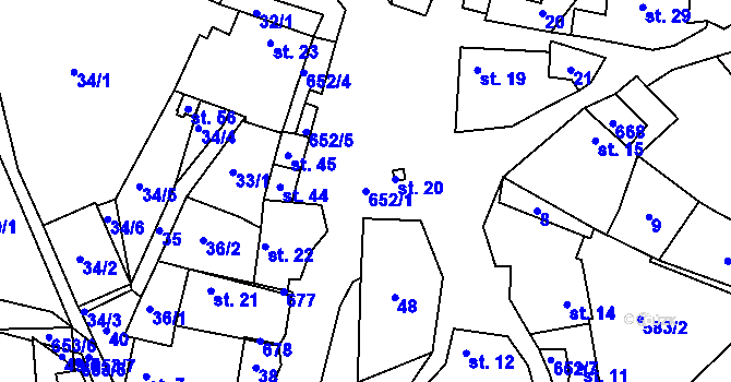 Parcela st. 652/1 v KÚ Nová Ves u Horažďovic, Katastrální mapa