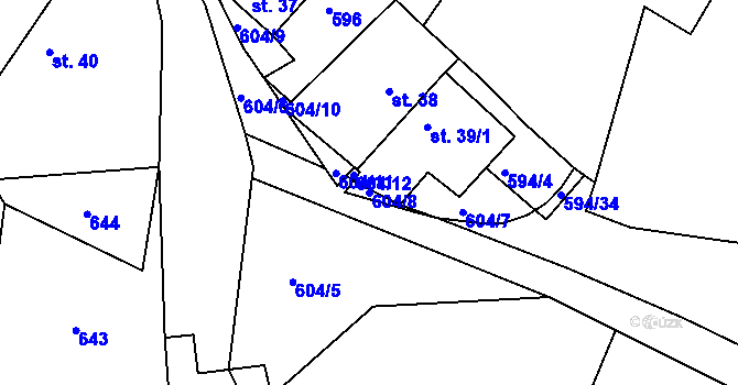 Parcela st. 604/8 v KÚ Nová Ves u Horažďovic, Katastrální mapa