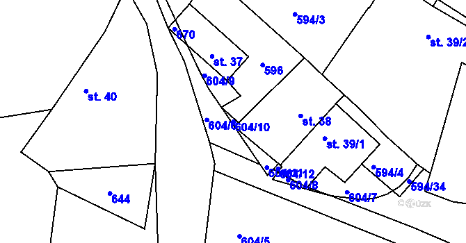 Parcela st. 604/10 v KÚ Nová Ves u Horažďovic, Katastrální mapa