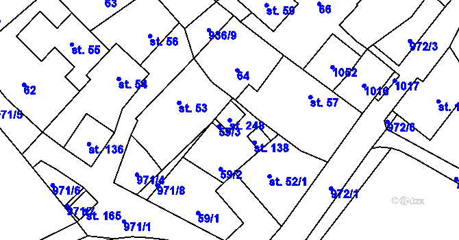 Parcela st. 248 v KÚ Oselce, Katastrální mapa