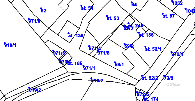 Parcela st. 971/8 v KÚ Oselce, Katastrální mapa