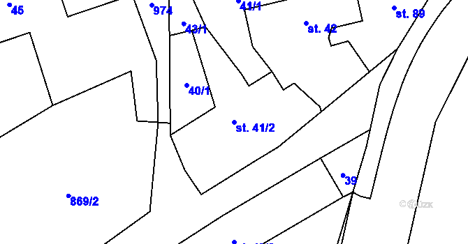 Parcela st. 41/2 v KÚ Oselce, Katastrální mapa