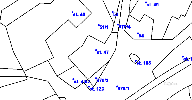 Parcela st. 47 v KÚ Oselce, Katastrální mapa