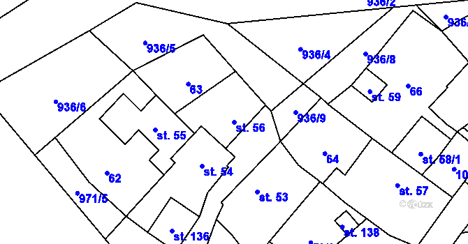 Parcela st. 56 v KÚ Oselce, Katastrální mapa