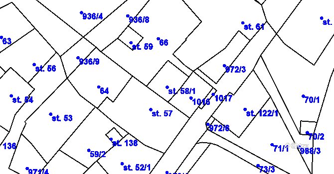 Parcela st. 58/1 v KÚ Oselce, Katastrální mapa
