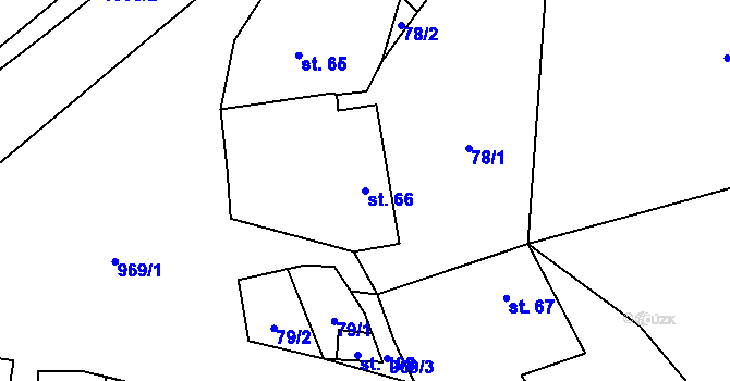 Parcela st. 66 v KÚ Oselce, Katastrální mapa