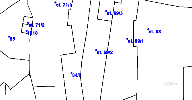 Parcela st. 69/2 v KÚ Oselce, Katastrální mapa