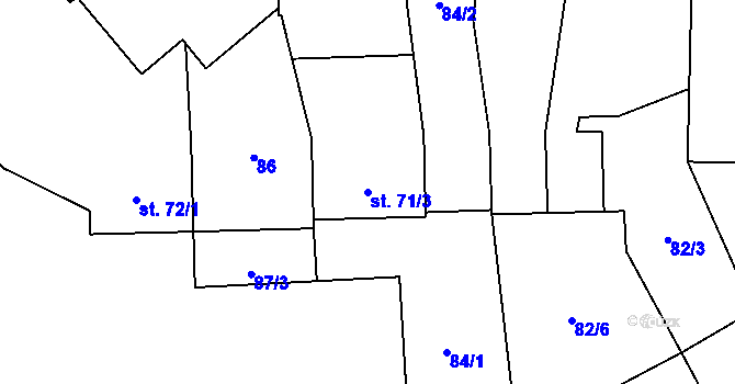 Parcela st. 71/3 v KÚ Oselce, Katastrální mapa