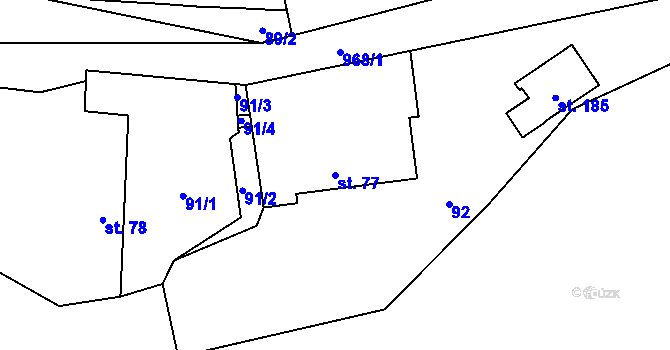 Parcela st. 77 v KÚ Oselce, Katastrální mapa