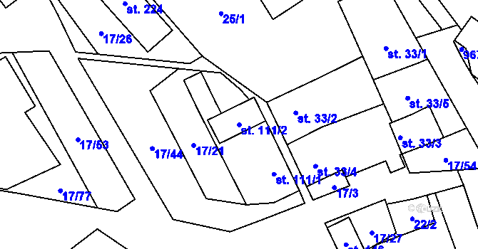 Parcela st. 111/2 v KÚ Oselce, Katastrální mapa
