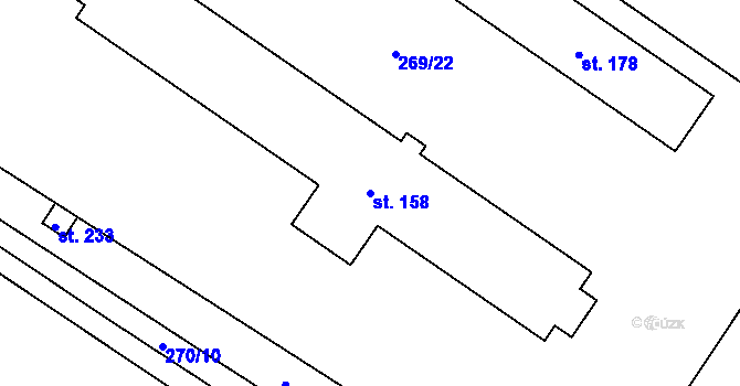 Parcela st. 158 v KÚ Oselce, Katastrální mapa