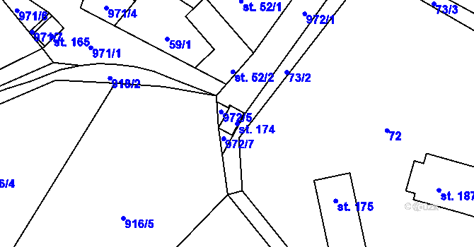 Parcela st. 174 v KÚ Oselce, Katastrální mapa