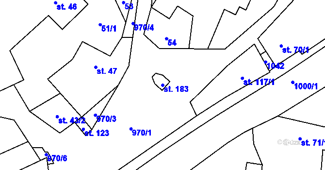 Parcela st. 183 v KÚ Oselce, Katastrální mapa