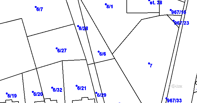 Parcela st. 6/6 v KÚ Oselce, Katastrální mapa