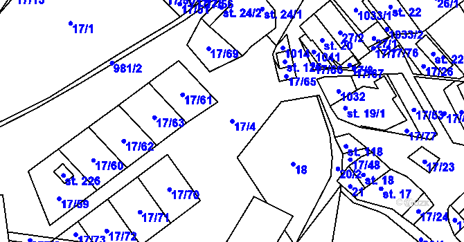 Parcela st. 17/4 v KÚ Oselce, Katastrální mapa