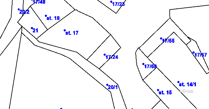 Parcela st. 17/24 v KÚ Oselce, Katastrální mapa