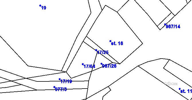 Parcela st. 17/25 v KÚ Oselce, Katastrální mapa