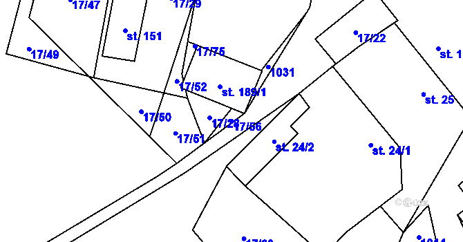 Parcela st. 17/56 v KÚ Oselce, Katastrální mapa